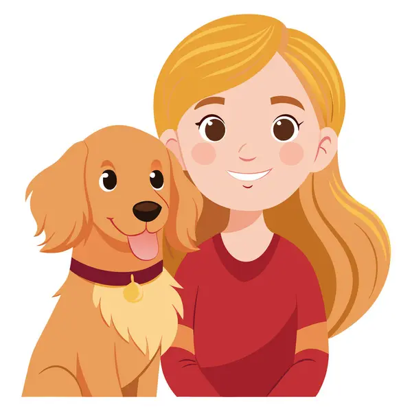 Tatlı genç kız Golden Retriever 'ıyla poz veriyor