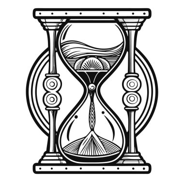 Renklendirme sayfası için klasik kum saati çevresi çizimi