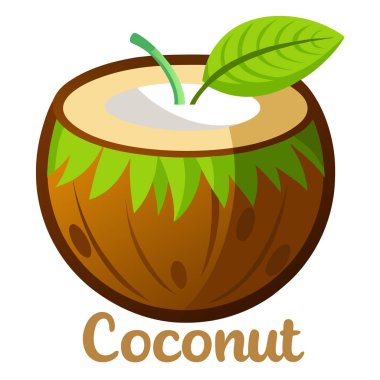 Saman ve yaprak resimli sevimli hindistan cevizi çizgi filmi