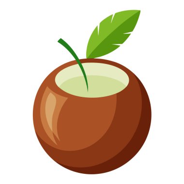 Yeşil yapraklı taze hindistan cevizi. Canlı vektör çizimi.