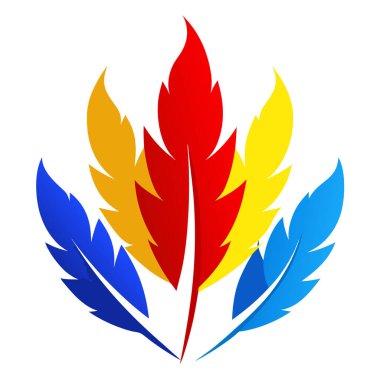 Birincil renklerde tüy sanat konsepti