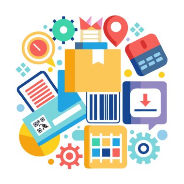 Yenilikçi qr kodu ve ambalaj vektörü çizimi