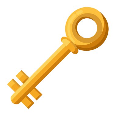 Klasik tasarım ile stilize edilmiş altın anahtar çizimi