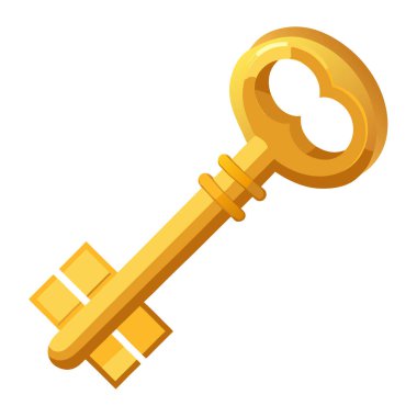 Klasik tasarım ile stilize edilmiş altın anahtar çizimi