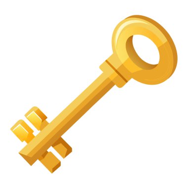 Beyaz gerçekçi vektörde izole edilmiş zarif altın anahtar