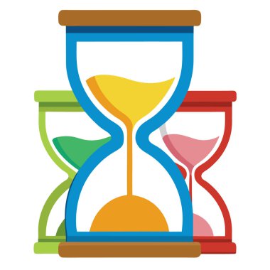 Canlı renk vektör illüstrasyonunda biçimlendirilmiş kum saati simgeleri