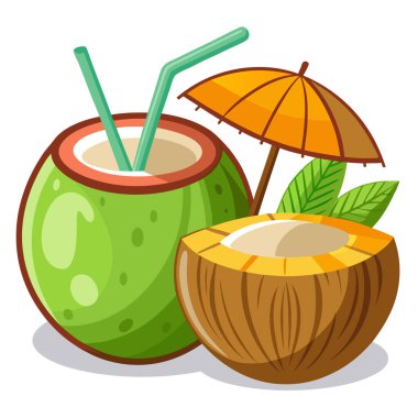 Kamış vektör sanatı içeren tuhaf yumuşak hindistan cevizi tasarımı