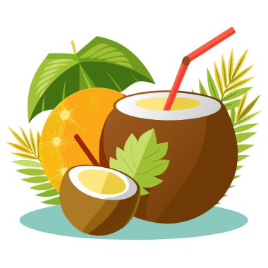 Kamış vektör sanatı içeren tuhaf yumuşak hindistan cevizi tasarımı