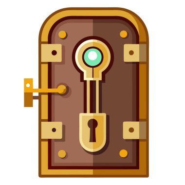 Klasik Tasarım ile Biçimlendirilmiş Eski Anahtar ve Kilit İllüstrasyonu