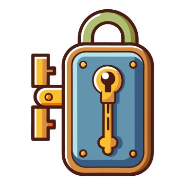 Klasik Tasarım ile Biçimlendirilmiş Eski Anahtar ve Kilit İllüstrasyonu