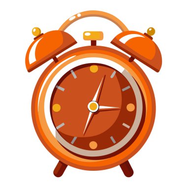 Detaylı tasarım vektörü illüstrasyonlu klasik turuncu alarm saati