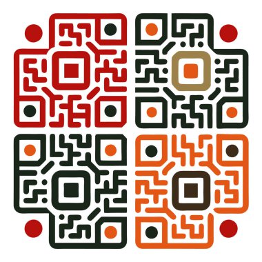 Benzersiz şablon vektör illüstrasyonuna sahip yaratıcı qr kodları kümesi