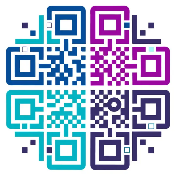 Benzersiz şablon vektör illüstrasyonuna sahip yaratıcı qr kodları kümesi