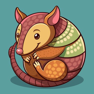 Hoş bir armadillo resmi, rahat bir top pozisyonunda.