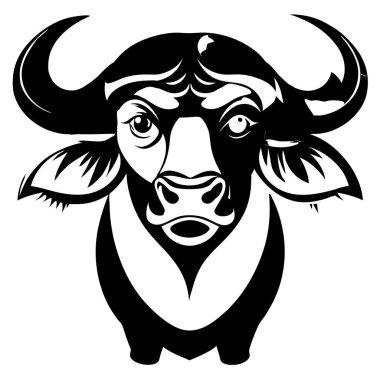 Stilize afrikalı bufalo çizimi ön görünüm tasarımı