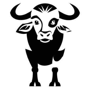 Stilize afrikalı bufalo çizimi ön görünüm tasarımı