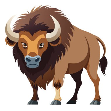 Saldırıda güçlü bizon yan görünüm çiziminde
