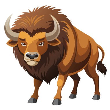 Saldırıda güçlü bizon yan görünüm çiziminde