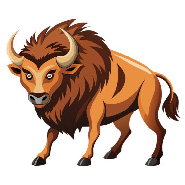 Saldırıda güçlü bizon yan görünüm çiziminde