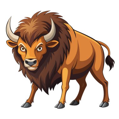 Saldırıda güçlü bizon yan görünüm çiziminde