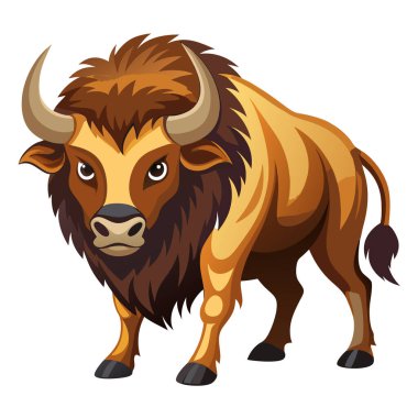 Saldırıda güçlü bizon yan görünüm çiziminde