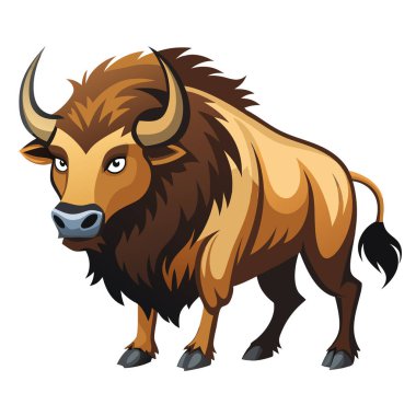 Saldırıda güçlü bizon yan görünüm çiziminde