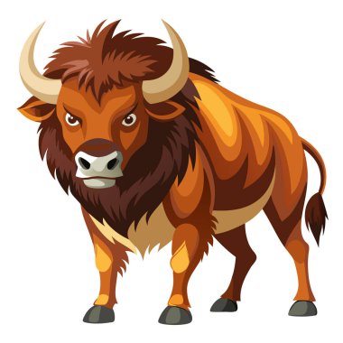 Saldırıda güçlü bizon yan görünüm çiziminde