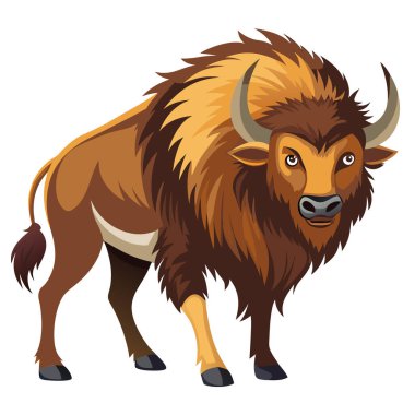 Saldırıda güçlü bizon yan görünüm çiziminde