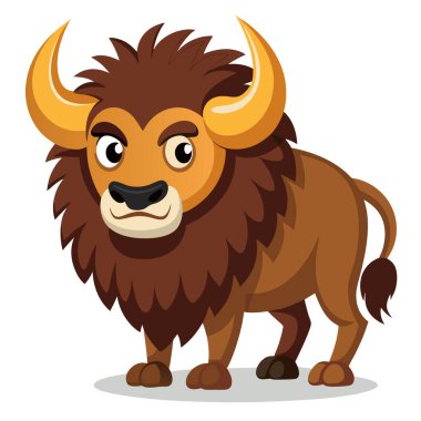 Çizgi film stili şirin bir Amerikan bufalosunun yaratıcı çizimi.