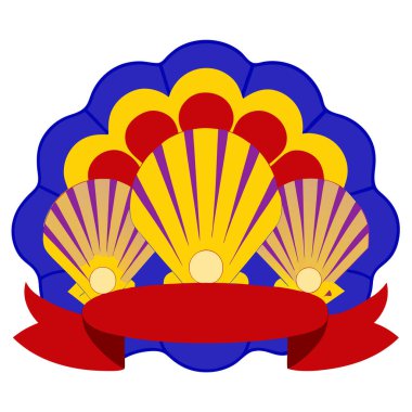 Zarif, kırmızı ve mavi aksanlı, kapalı istiridye kabukları.