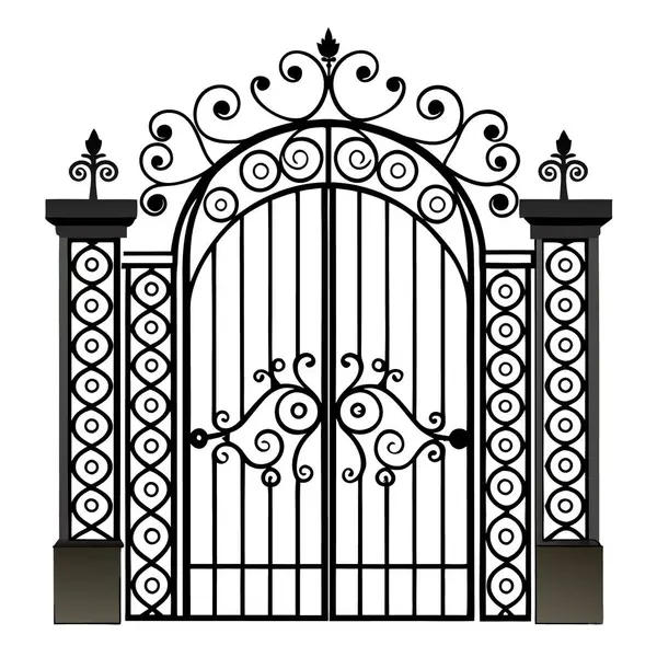 Şablonlar içeren stilize demir süsleme kapıları.