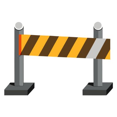 Beyaz zemin üzerinde kırmızı ve beyaz çizgili metal yol bariyeri