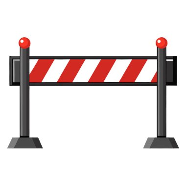 Beyaz zemin üzerinde kırmızı ve beyaz çizgili metal yol bariyeri