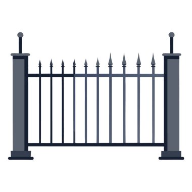 Dikey parmaklıkları ve modern tasarımı olan stilize çelik çitler.