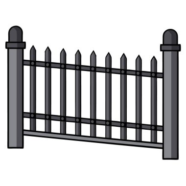 Dikey parmaklıkları ve modern tasarımı olan stilize çelik çitler.