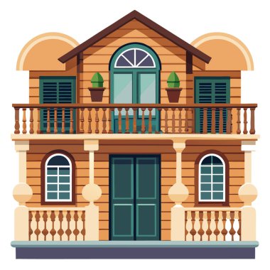 Eski ve çağdaş balkon fikirleri ve ahşap korkuluklar.