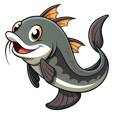 Çizgi film yayınbalığı vektör illüstrasyonu şirin ve oyuncu balık tasarımı