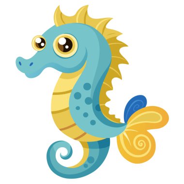 Sevimli karikatür deniz atı vektör çizimi