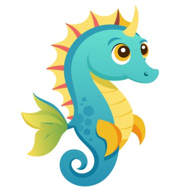 Sevimli karikatür deniz atı vektör çizimi