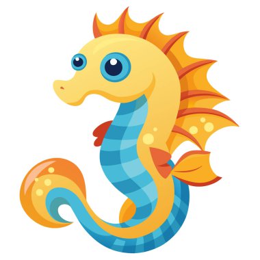 Sevimli karikatür deniz atı vektör çizimi