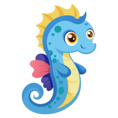 Sevimli karikatür deniz atı vektör çizimi