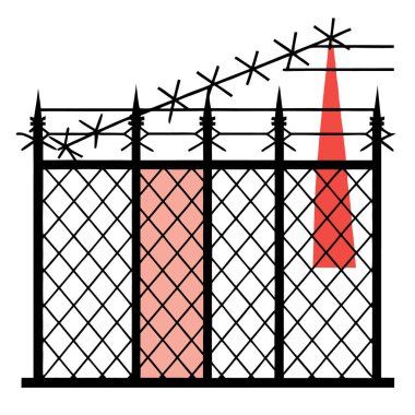 Paslı dikenli telli tel örgü tasviri