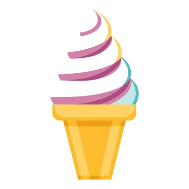 Çok renkli tasarım vektör sanatıyla kıvrılmış dondurma.