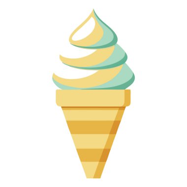 Çok renkli tasarım vektör sanatıyla kıvrılmış dondurma.