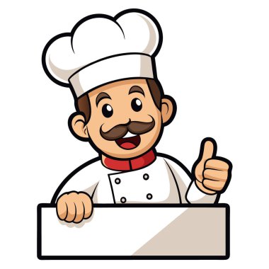 Boş işaret sanatı olan mutlu şef maskotu.