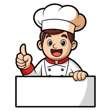 Menü kurulu vektör tasarımlı arkadaş canlısı şef karakter