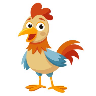 Kırmızı tarak vektör tasarımlı mutlu beyaz horoz