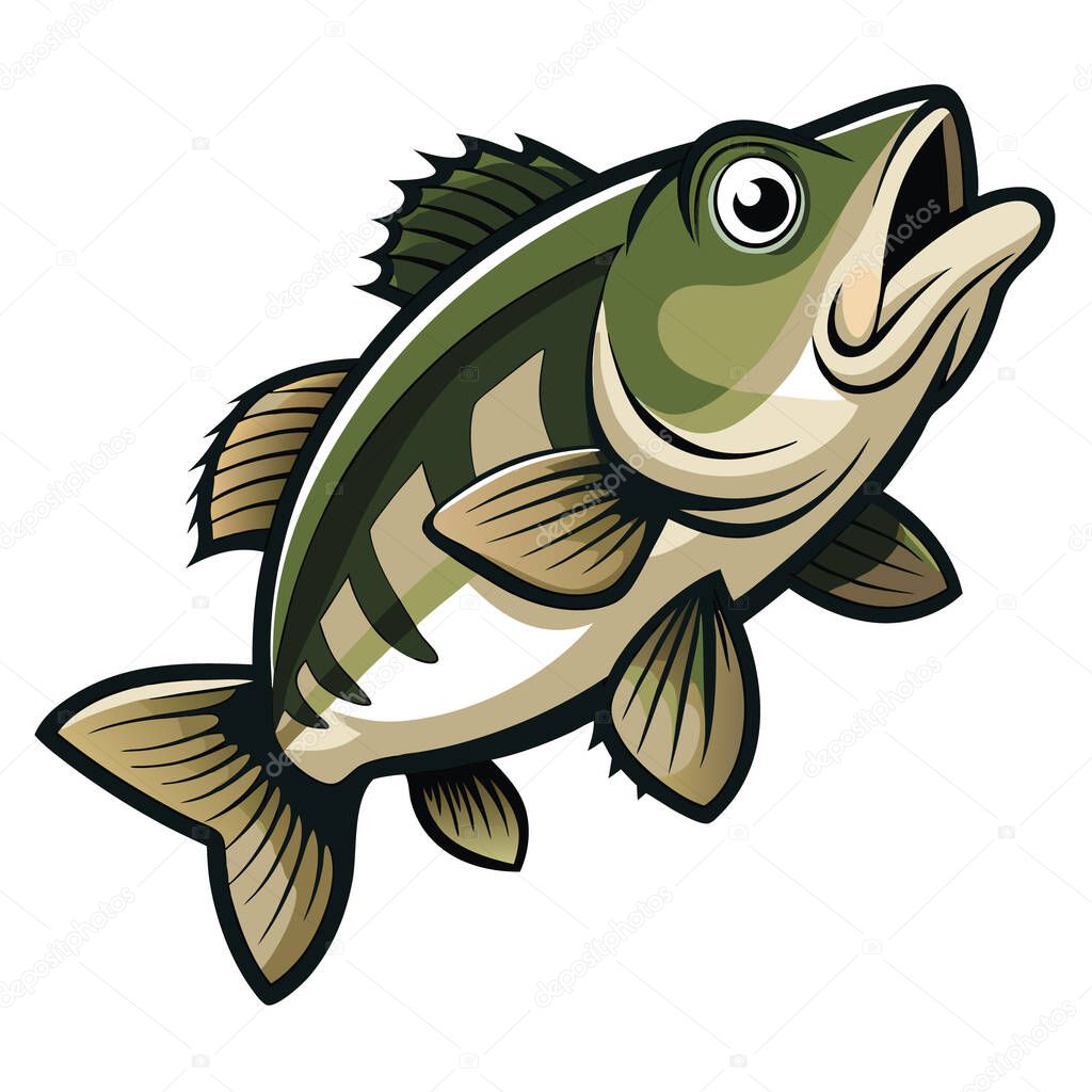 Dynamic bass fish with green scales vector design
