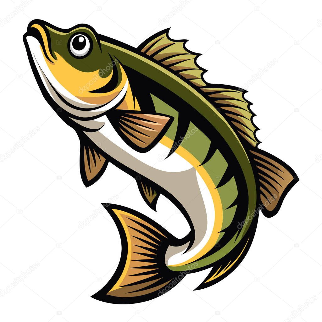 Freshwater bass portrait vector design set