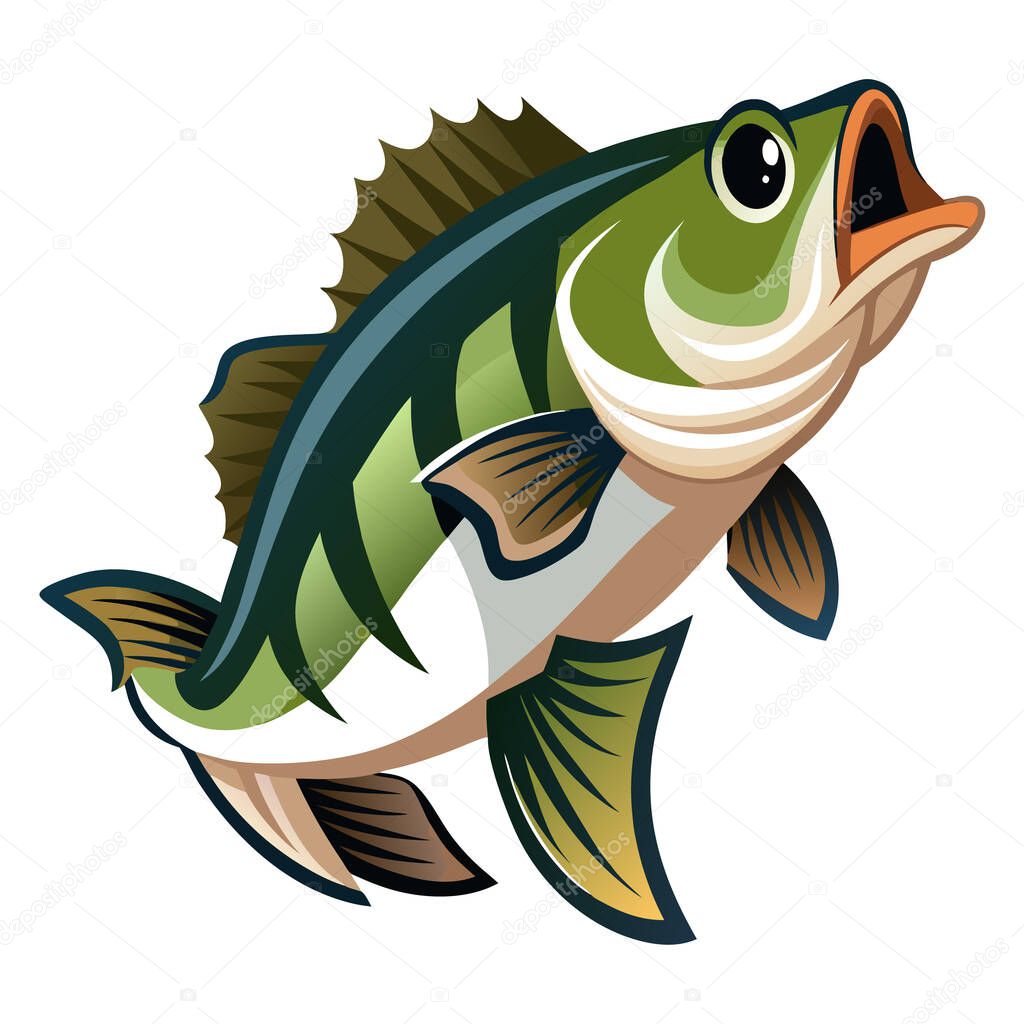 Freshwater bass portrait vector design set